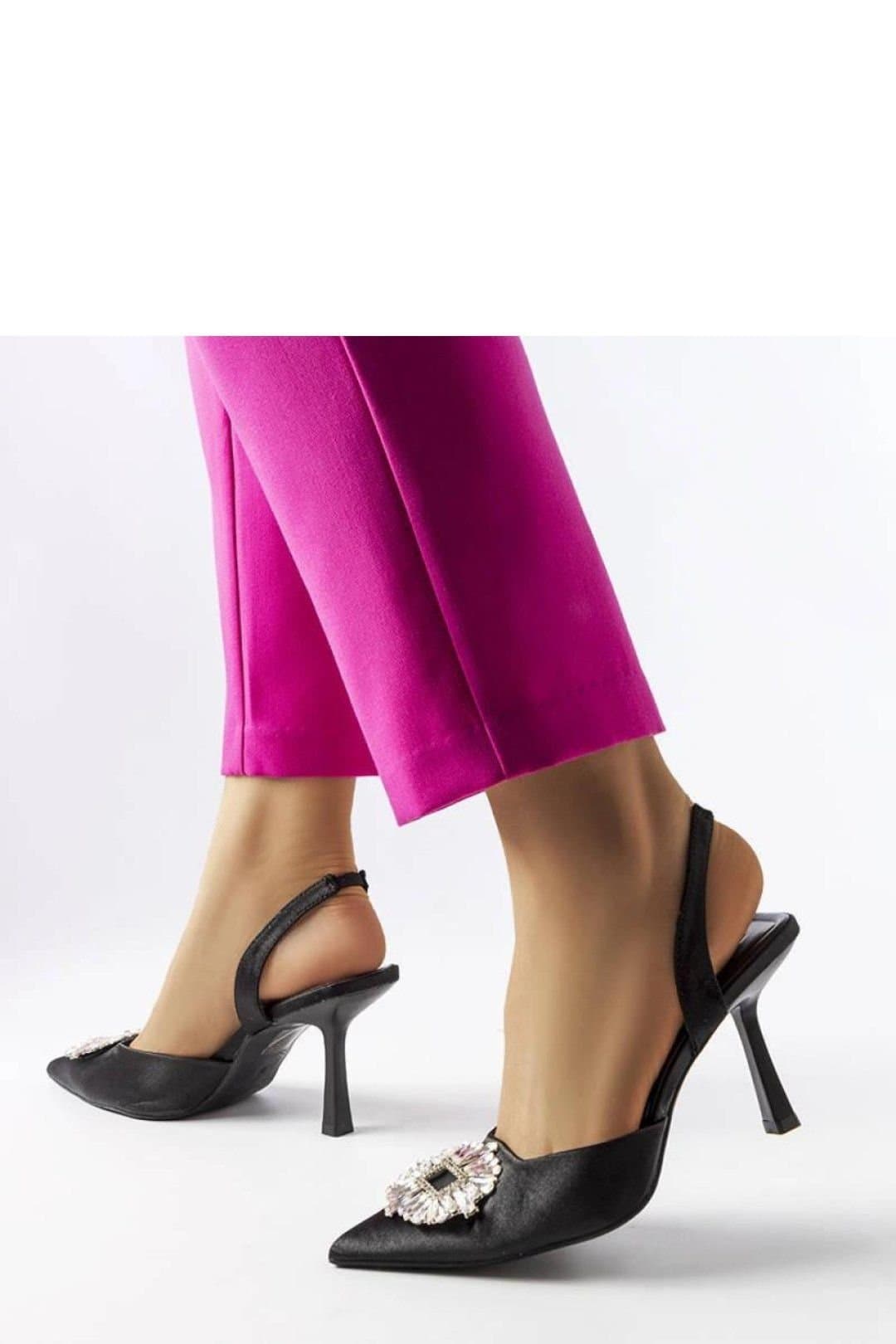 Love Lace Love Lace Women's Elegant Zircon High Heel Pumps Slip On Comfort Summer Shoes in Black