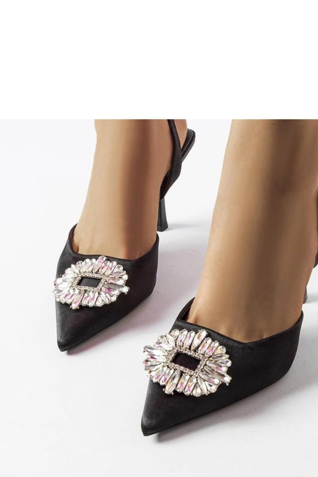 Love Lace Love Lace Women's Elegant Zircon High Heel Pumps Slip On Comfort Summer Shoes in Black - 3