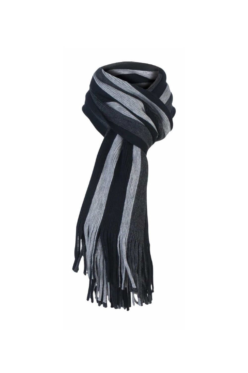 Giovanni Cassini Giovanni Cassini Men's Italian Inspired Warm Knitted Striped Winter Scarf in Black