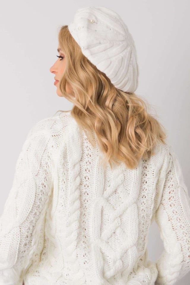 Love Lace Love Lace Women's Structured Beret with Adjustable Strap for Daily Wear in Ecru - 3