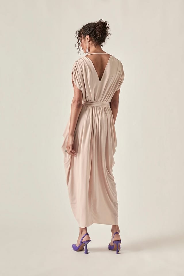 James Lakeland James Lakeland Women's Taupe Draped Midi Dress - 2