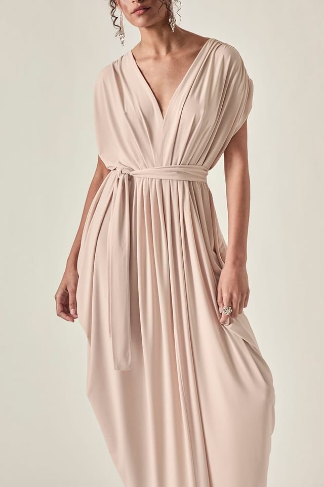 James Lakeland James Lakeland Women's Taupe Draped Midi Dress - 3