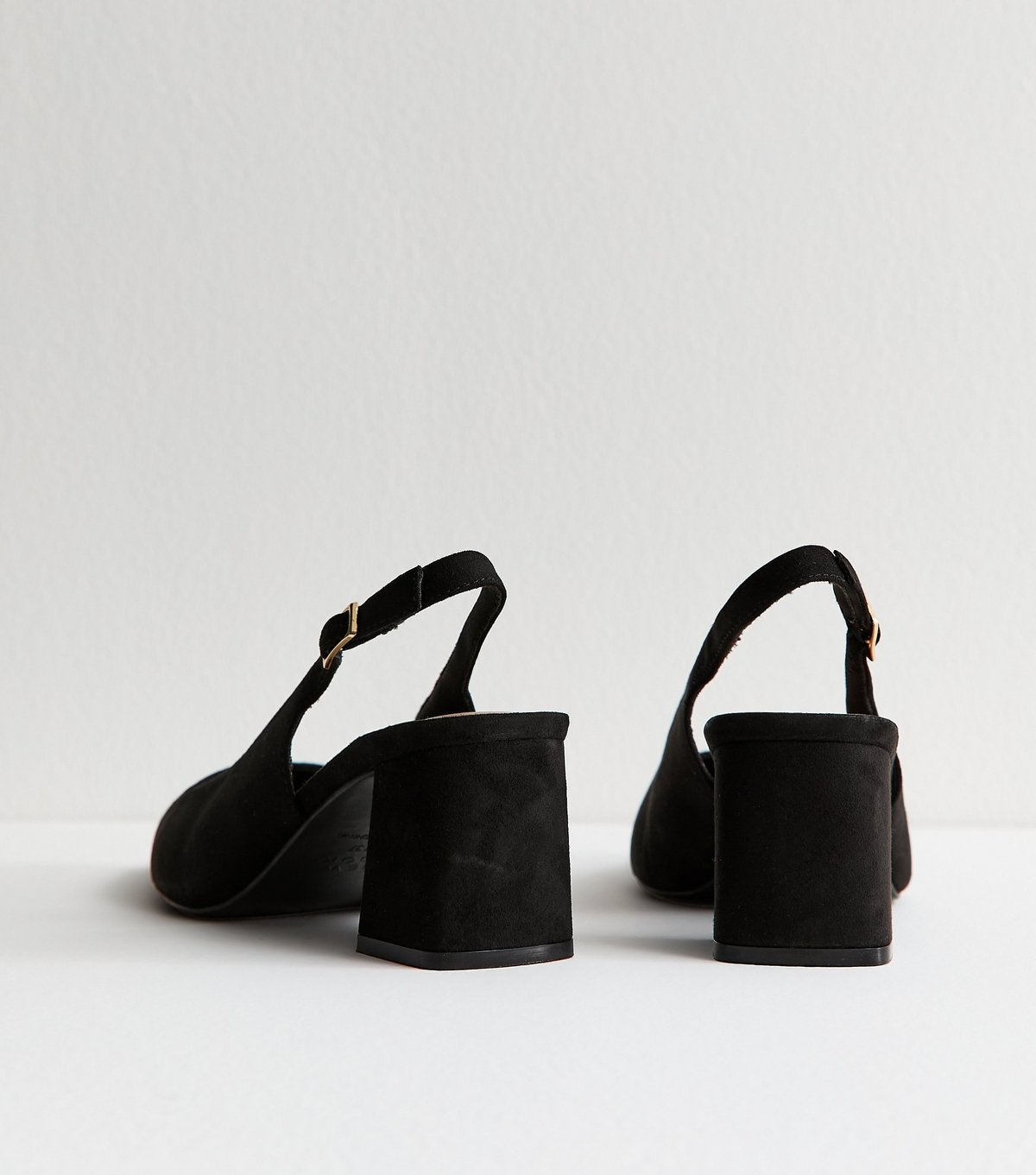 New Look Women's Wide Fit Black Faux Suede Block Heel Slingback Pumps Vegan New Look - 4