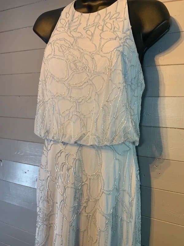 Monsoon Monsoon powder blue beaded maxi dress RRP £175 UK 8 wedding garden party