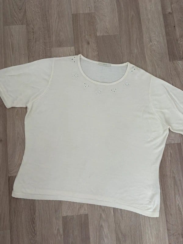 Marks & Spencer Cream Embroidered Knit Top