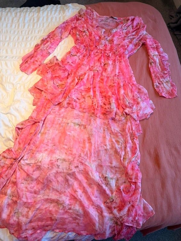 Caramella Caramella Pink Floral Ruffle Maxi Dress Size 12