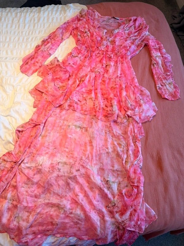 Caramella Pink Floral Ruffle Maxi Dress Size 12