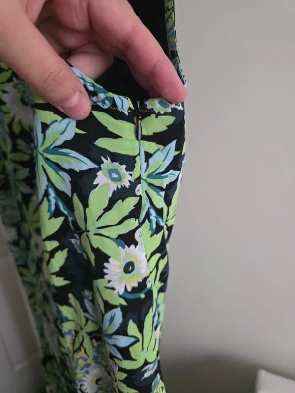 ASOS Beautiful green and black floral v neck midi dress with slit down the leg size L