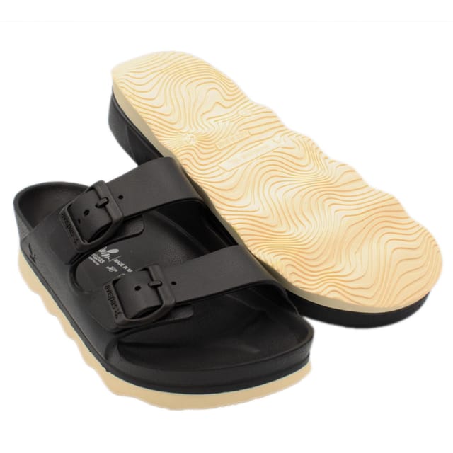 Avispas Avispas Women's Verona' TR Comfort Sole Two-Strap Summer Slide Sandals in Black - 3
