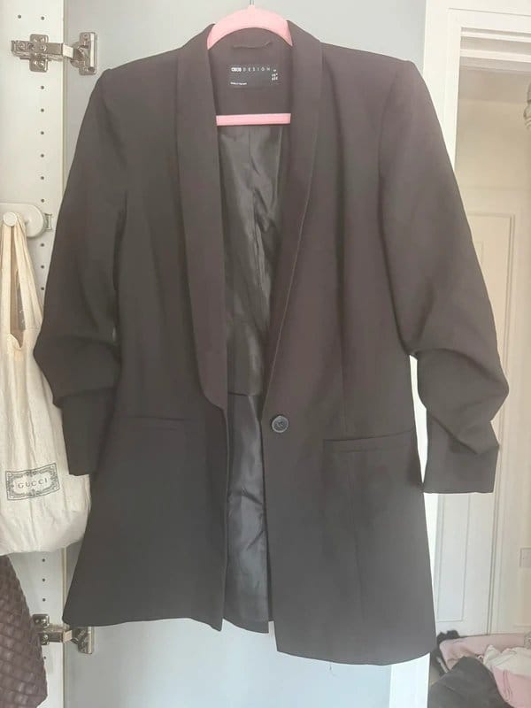 ASOS Black Ruche Sleeve Blazer