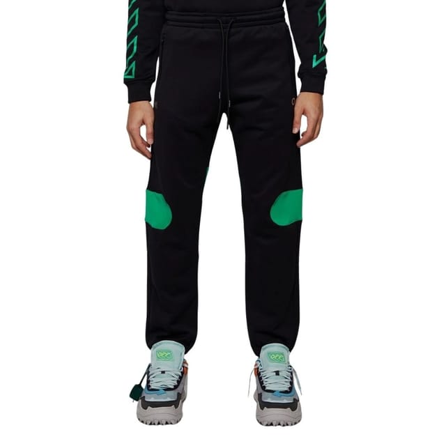 Off-White Off-White Men's Green Diag Outline Design Cuffed Black Sweatpants - 2