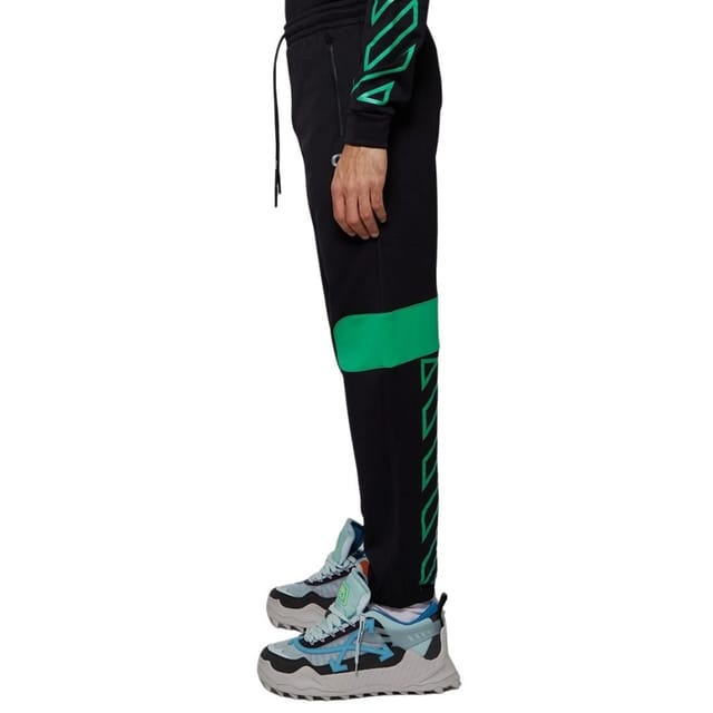 Off-White Off-White Men's Green Diag Outline Design Cuffed Black Sweatpants - 3