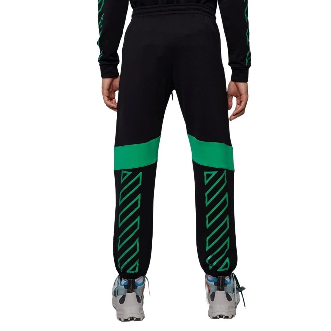 Off-White Off-White Men's Green Diag Outline Design Cuffed Black Sweatpants - 4