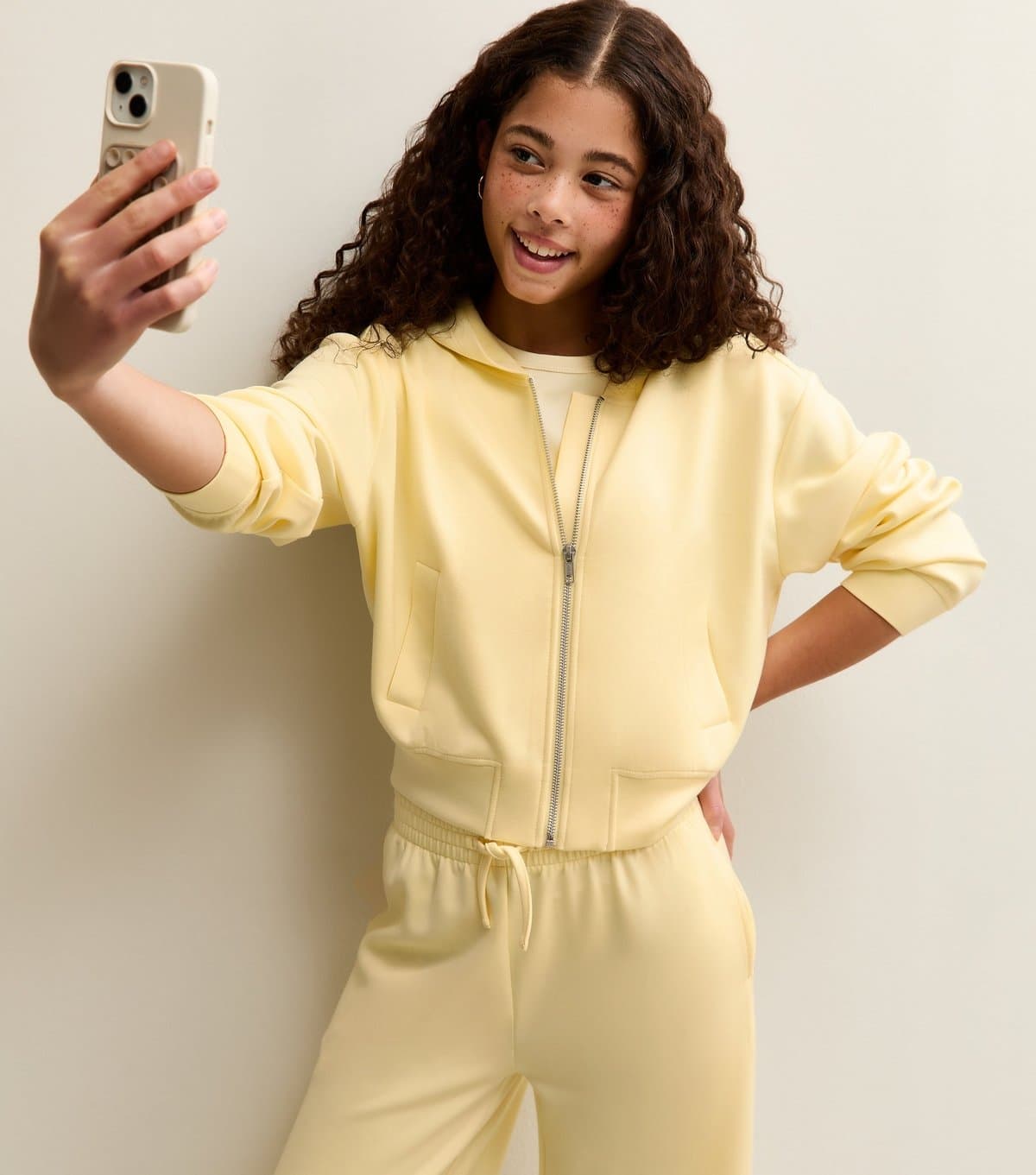 New Look Girls' Light Yellow Zip Up Hoodie New Look