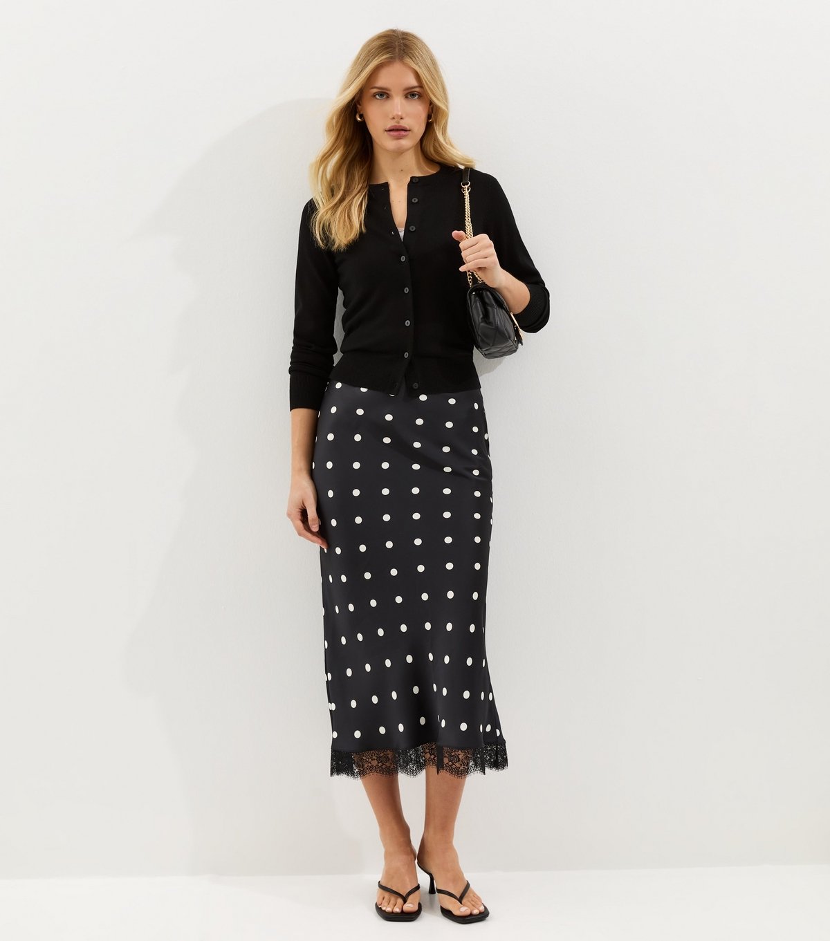 New Look Women's Black Knit Crew Neck Button Up Cardigan New Look - 3