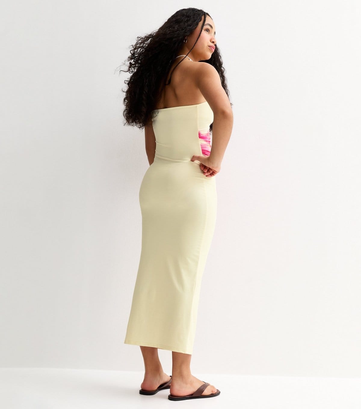 New Look Girls' Yellow Oversized Floral Print Strapless Dress New Look - 4