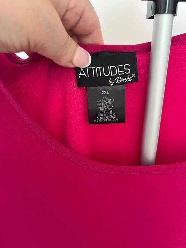 Attitudes by Renée Attitudes by Renée Cerise Pink Stretch Sleeveless Top 2XL