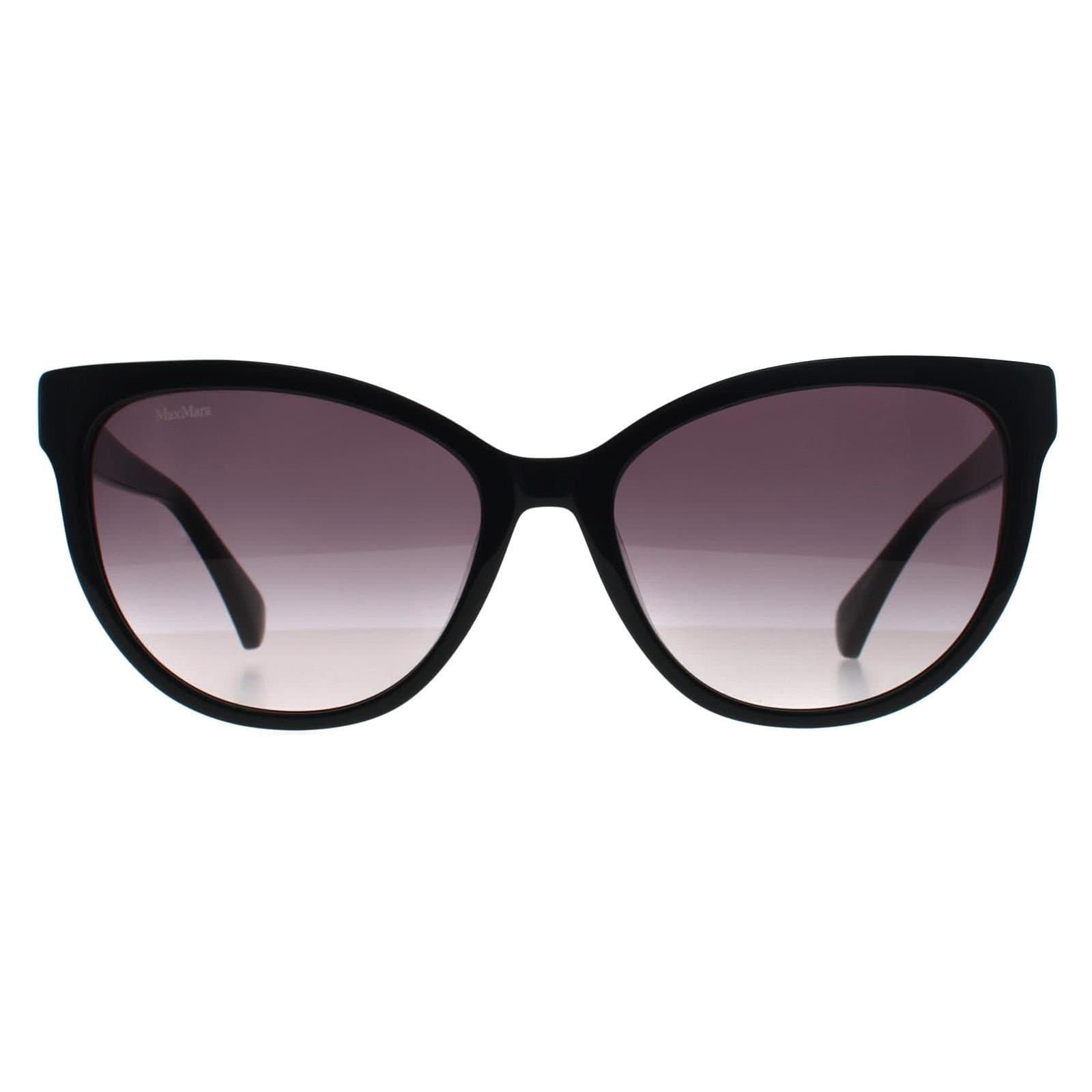 Max Mara Max Mara Women's Round Shiny Black Smoke Grey Gradient MM0058 Logo 13