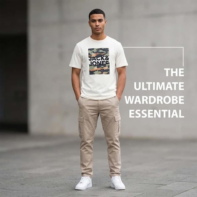 jack & jones Jack & Jones Men's Logo T-Shirt Short Sleeve Crew Neck Cotton, White/Cloud Dancer in White - 2