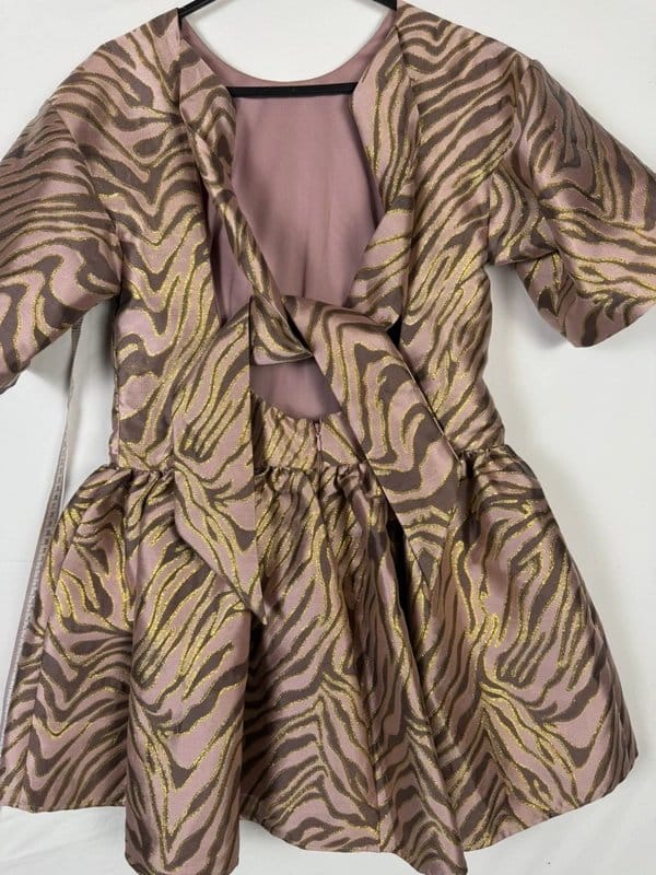 ASOS Luxe Gold & Khaki Zebra Print Skater Dress