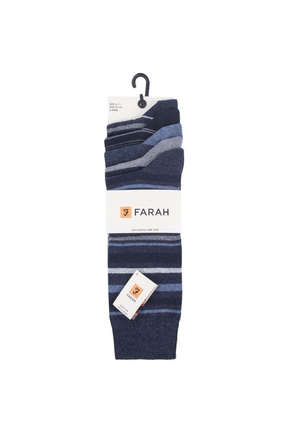 Farah FARAH Men's 5 Pack Striped Patterned Cotton Dress Socks in Blue - 2