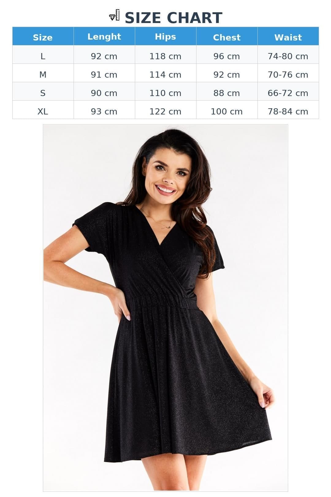 Love Lace Love Lace Women's Poland Made Creased Envelope Short Flare Dress in Black - 4