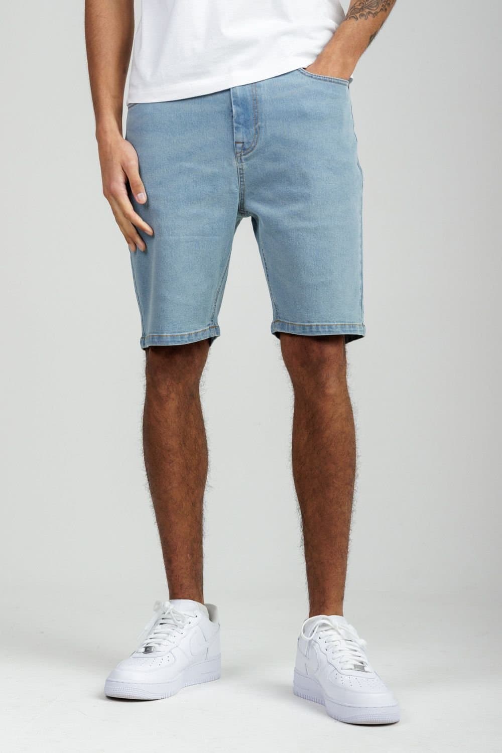 Tokyo Laundry Tokyo Laundry Men's Cotton Blend Regular-Fit Denim Shorts in Light Blue