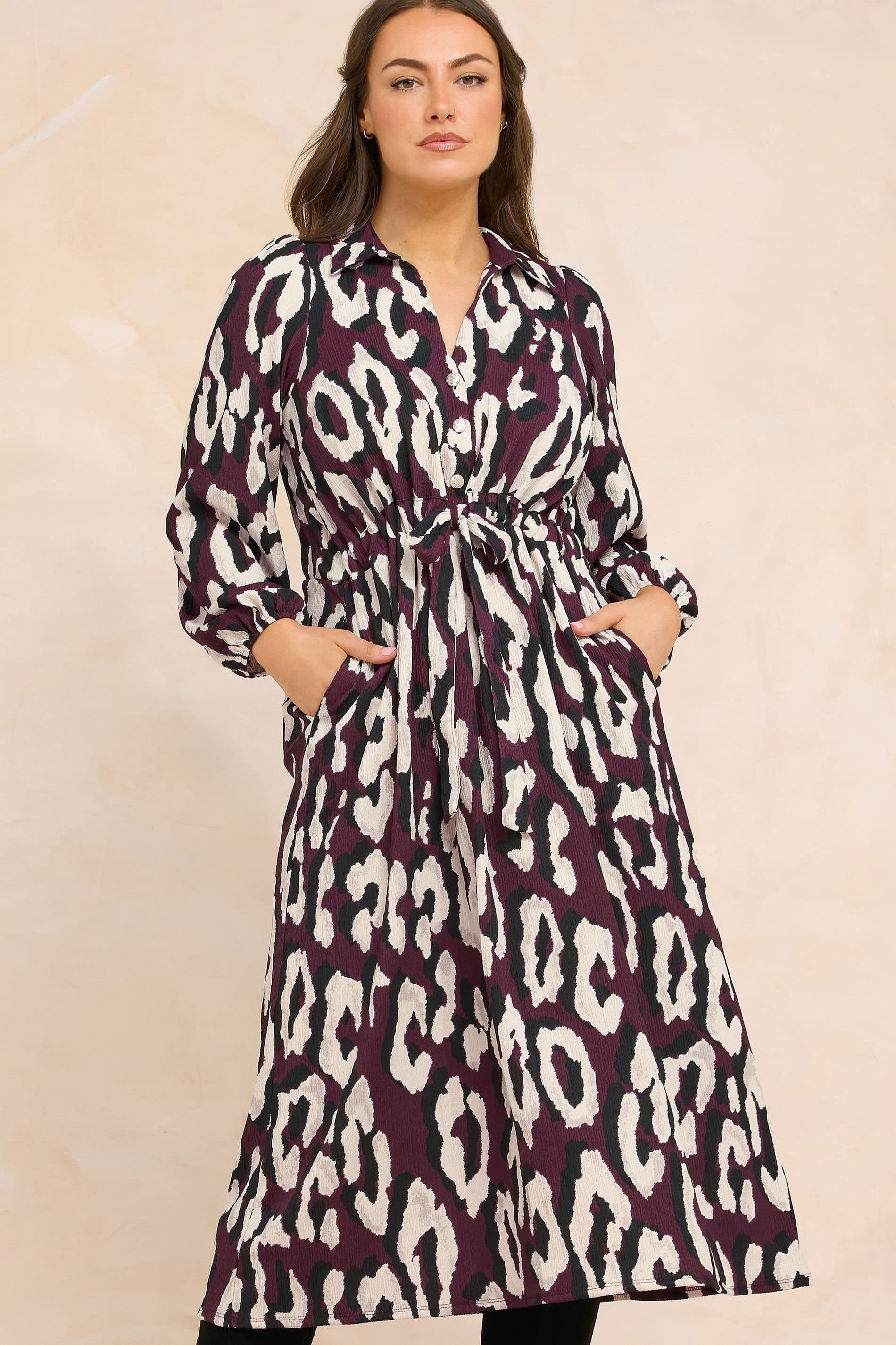 Evans Evans Women's Crepe Midaxi Dress in Burgundy