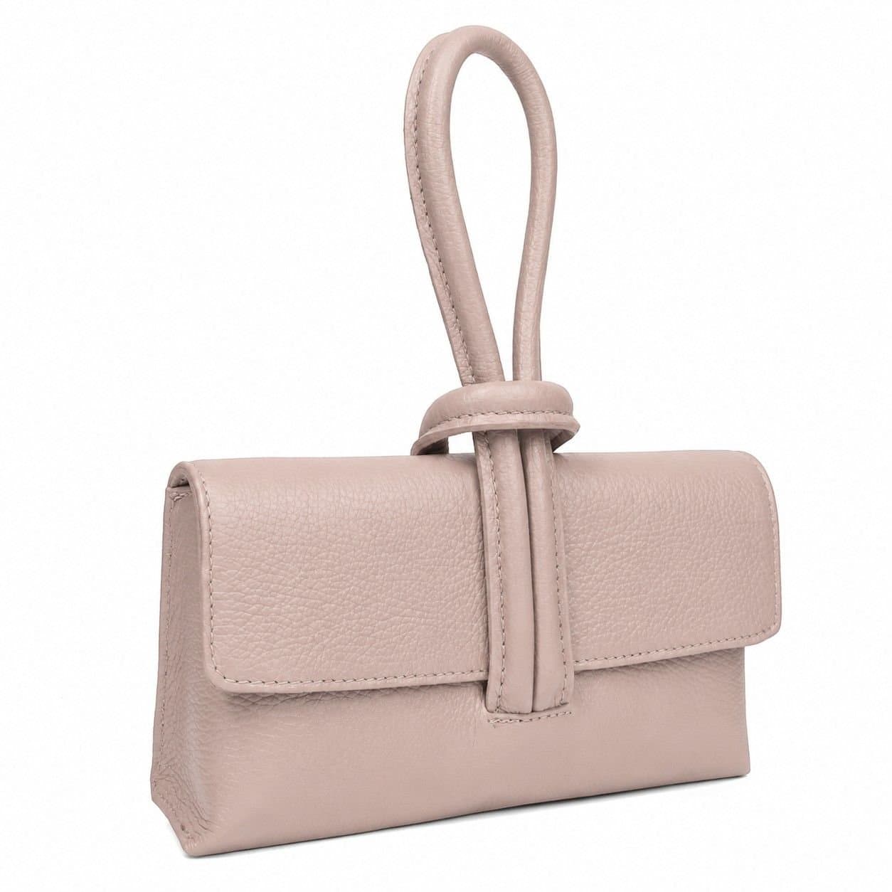 Woodland Leathers Woodland Leathers Women's Women's Italian Leather Convertible Clutch Bag in Light Pink