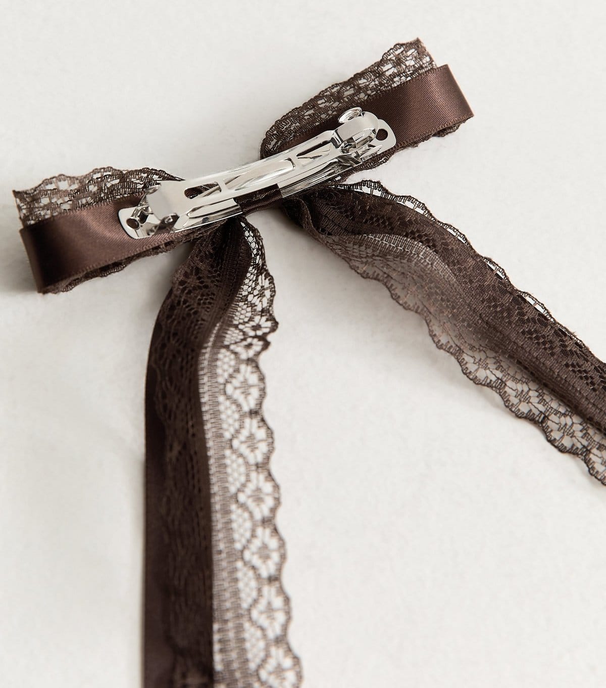 New Look Dark Brown Satin Lace Bow Hair Clip New Look - 4