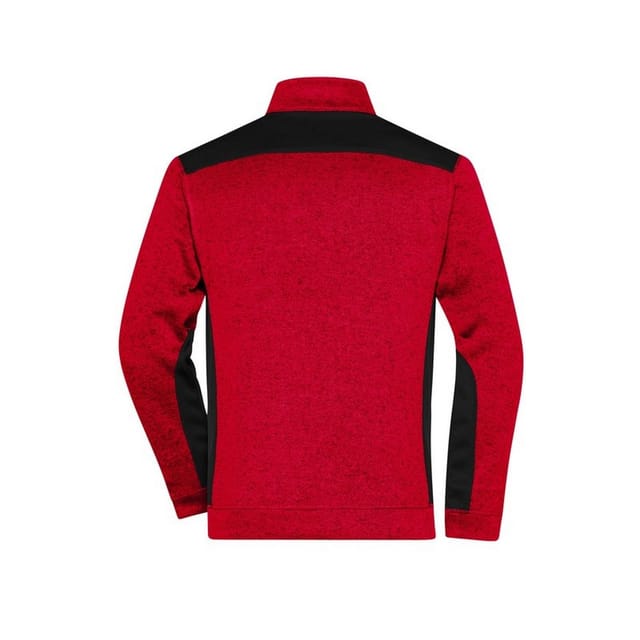 James and Nicholson James and Nicholson Men's Strong Knitted Work Fleece Jacket in Red - 2