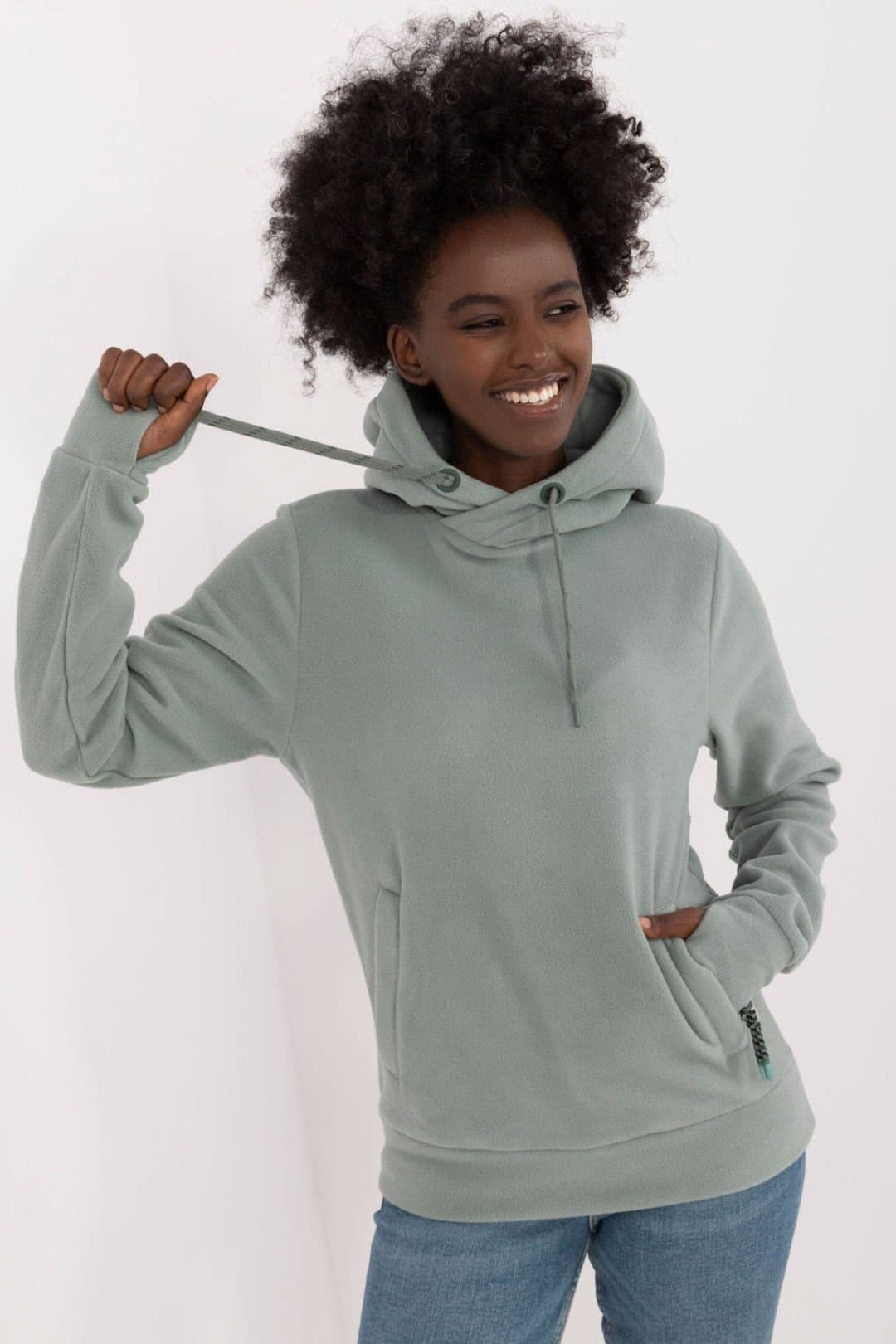 Love Lace Love Lace Women's Insulated Zip Pocket Drawstring Hoodie in Green