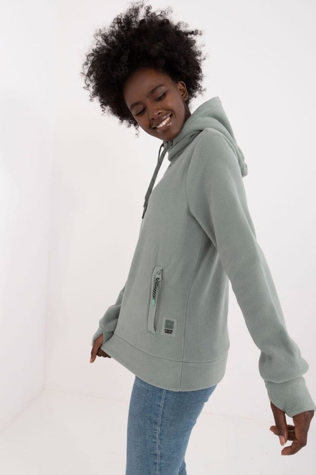 Love Lace Love Lace Women's Insulated Zip Pocket Drawstring Hoodie in Green - 3