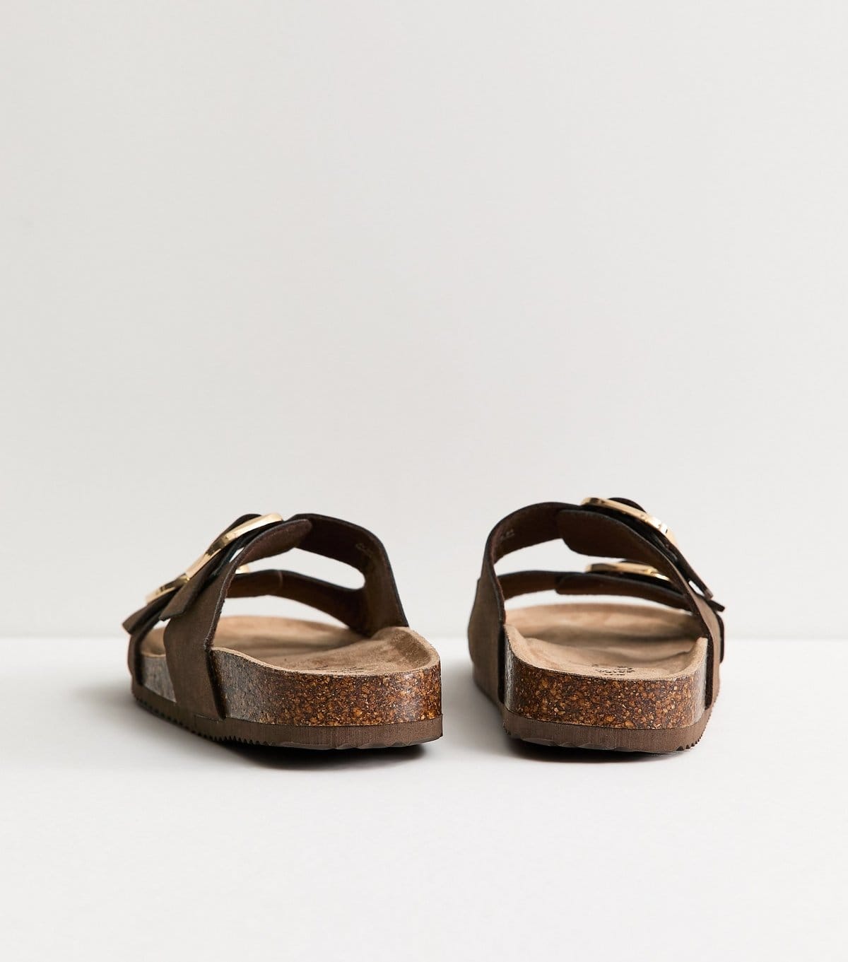 New Look Women's Extra Wide Fit Brown Cork Sole Double Strap Mule Sandals Vegan New Look - 4