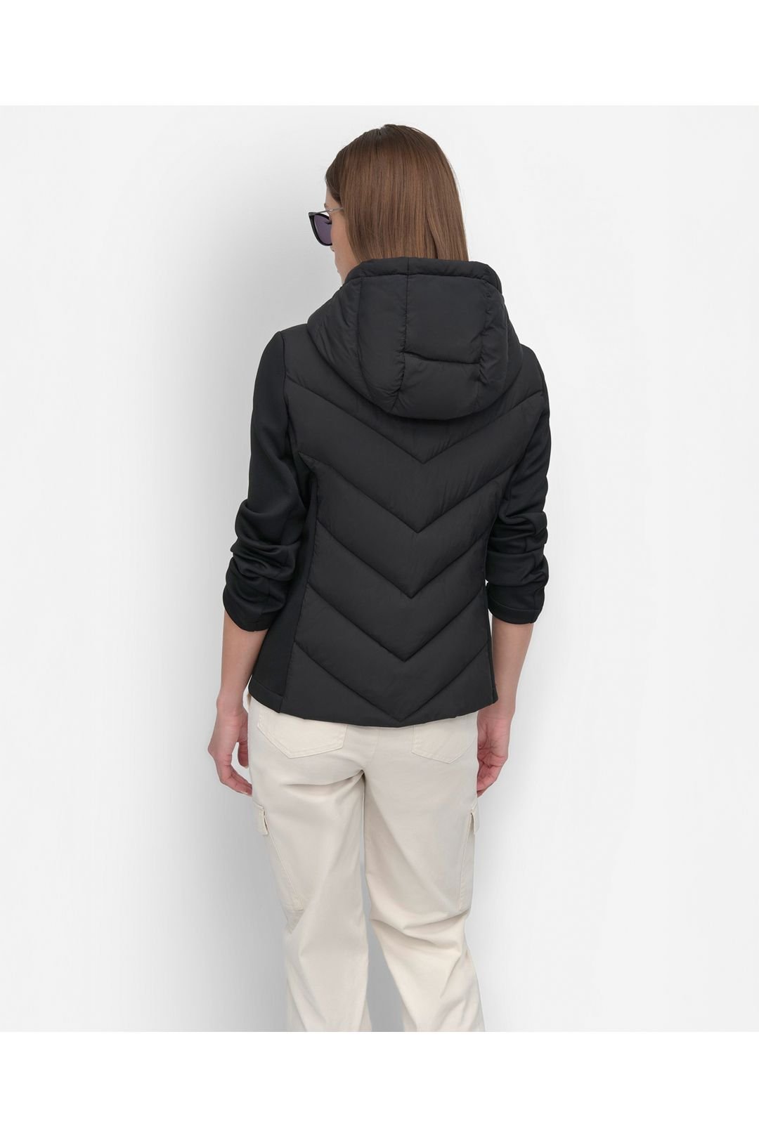 DKNY DKNY Women's Quilted Mix Media Mid Layer Jacket Black - 4