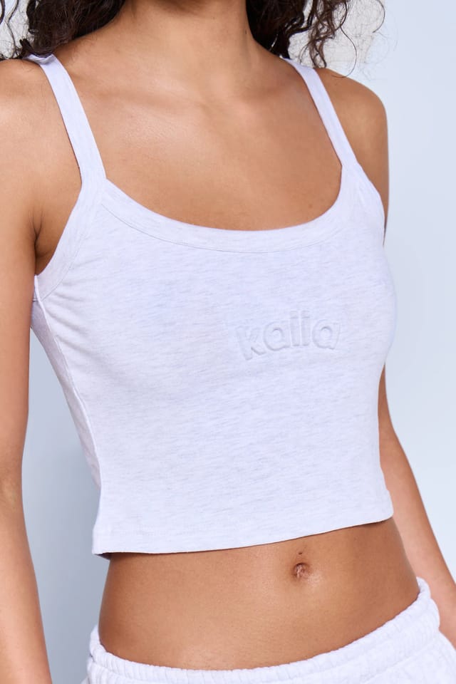 Kaiia Kaiia Embossed Logo Cami Top Light Grey Marl - 2