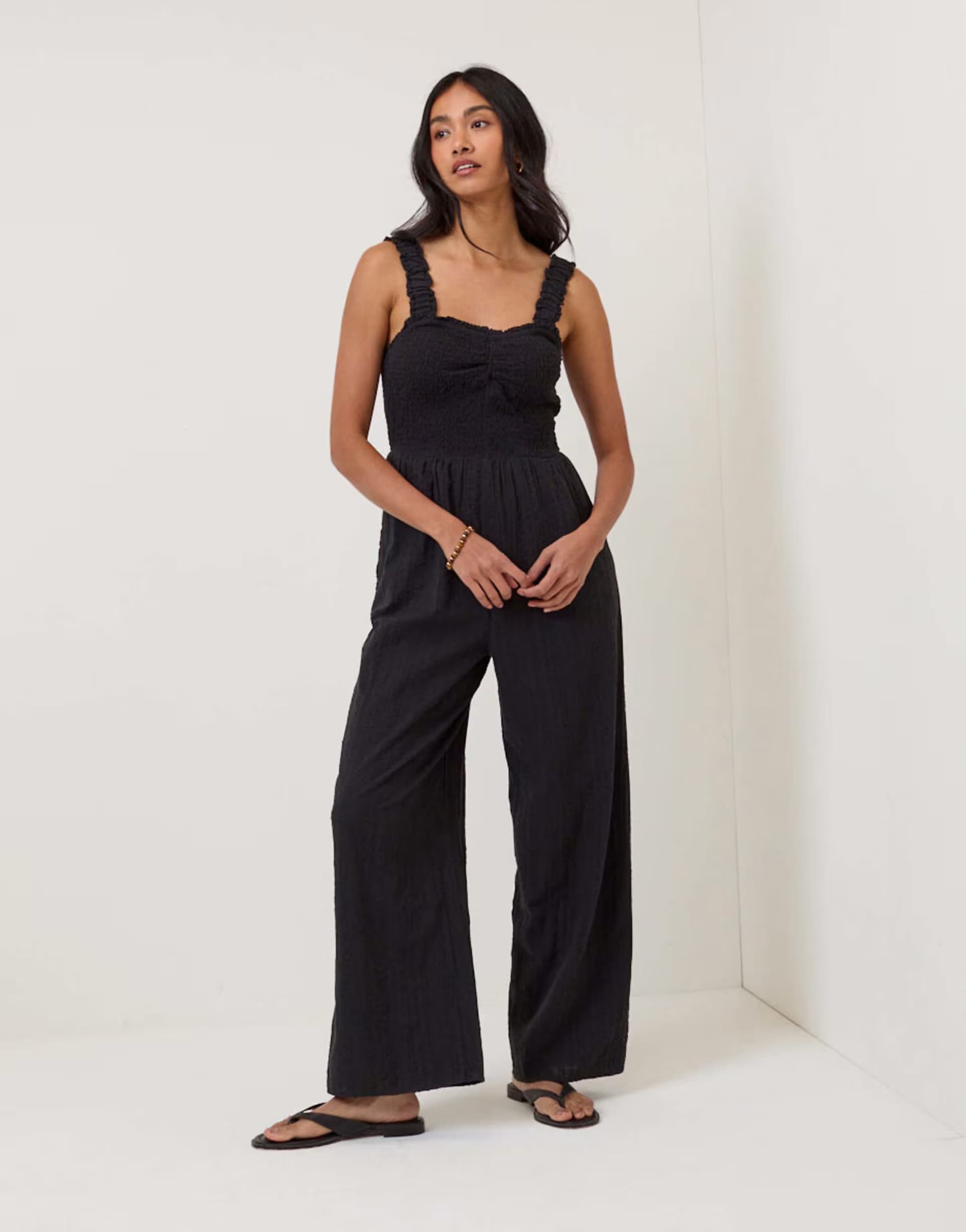 ASOS Nobody's Child Shirred jumpsuit in black