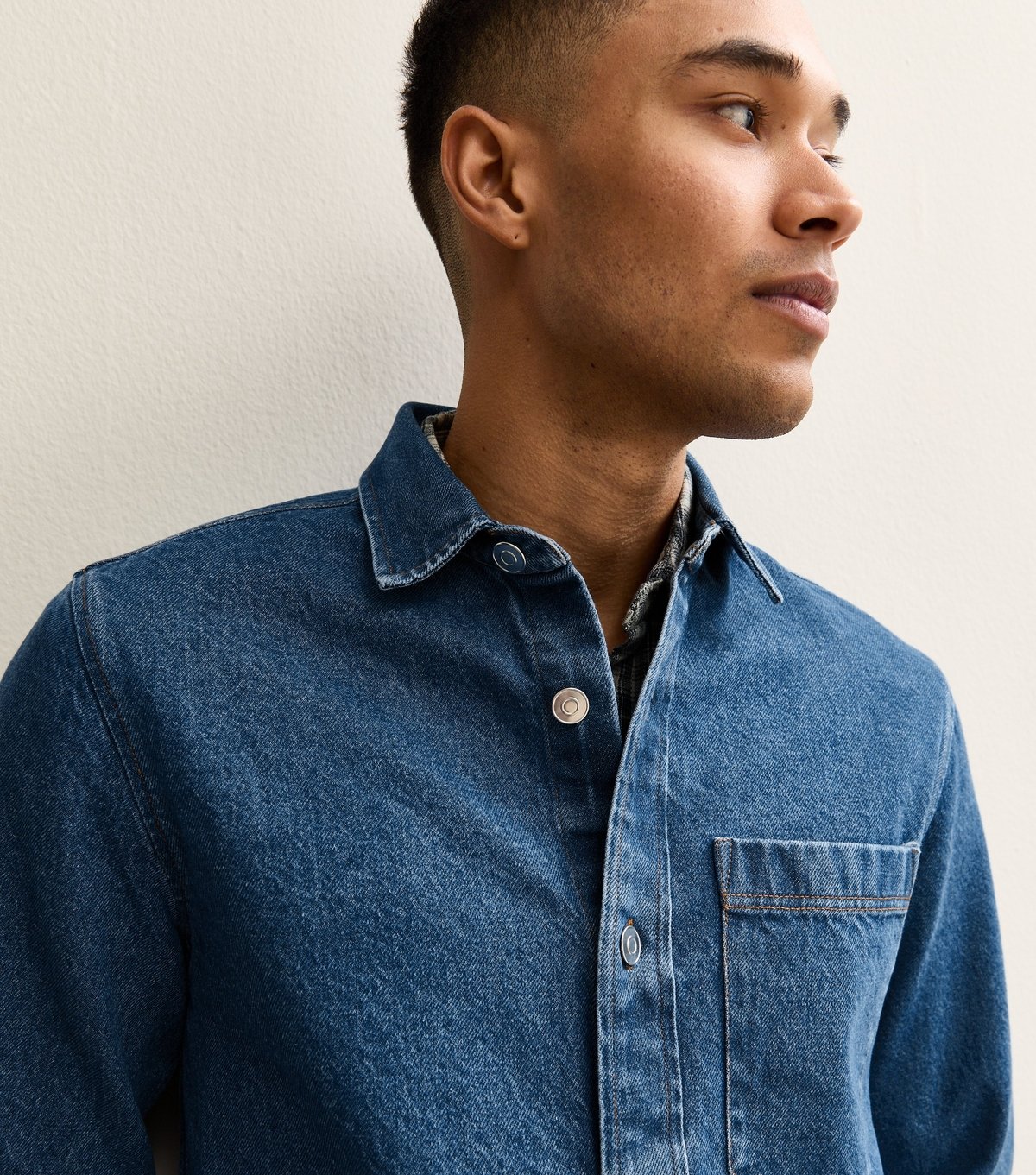 New Look Men's Mid Blue Regular Denim Long Sleeve Overshirt New Look - 2