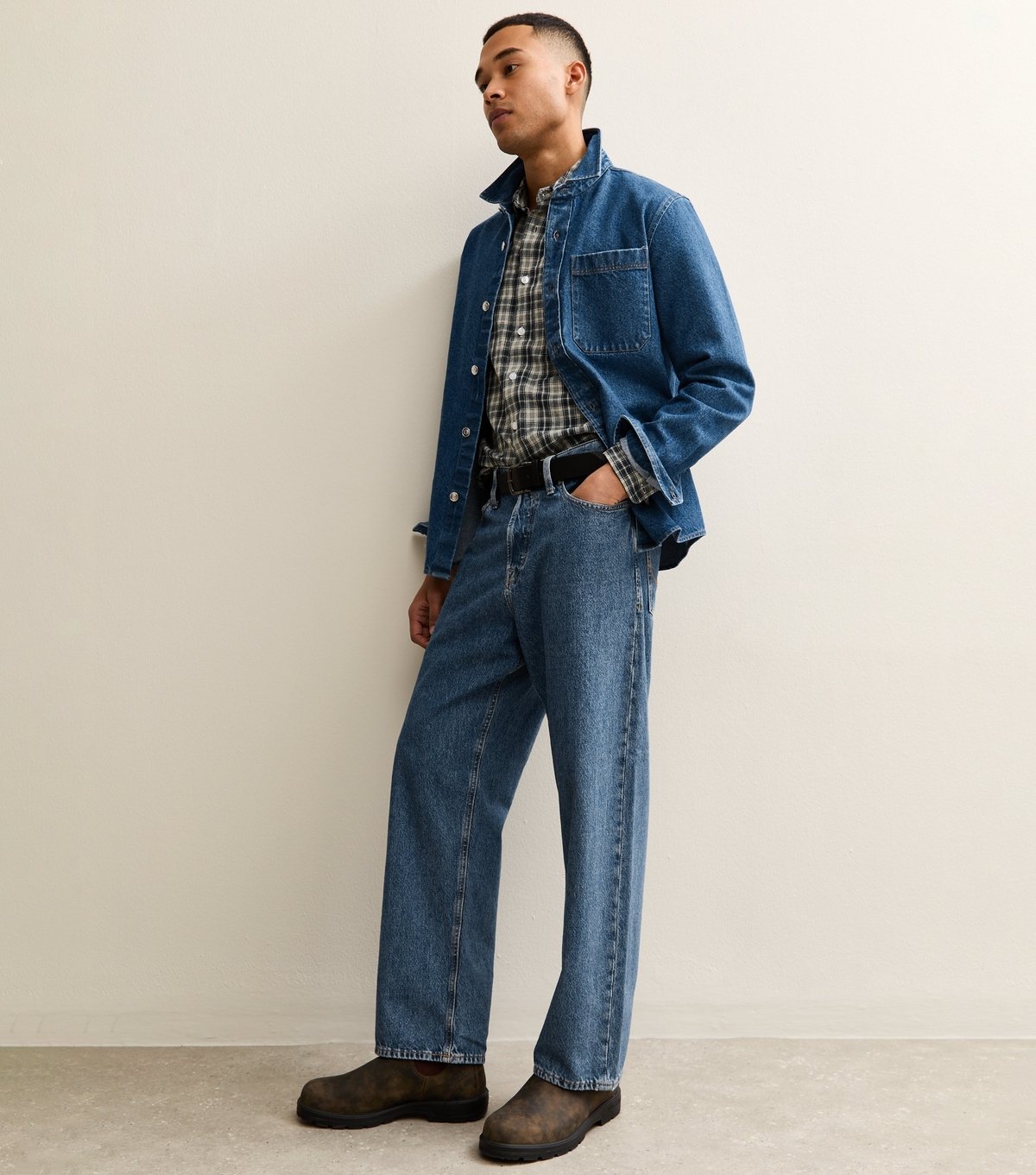 New Look Men's Mid Blue Regular Denim Long Sleeve Overshirt New Look - 3