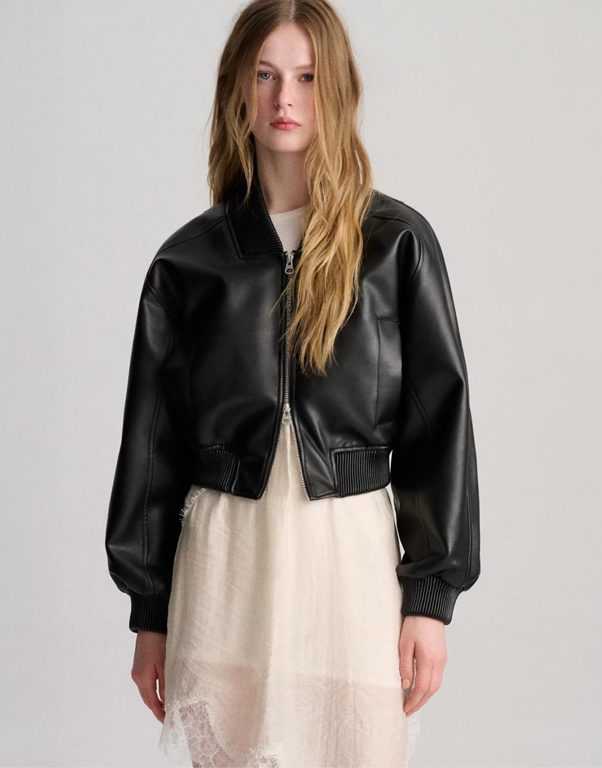 ASOS ASOS Black Leather Effect Bomber Jacket