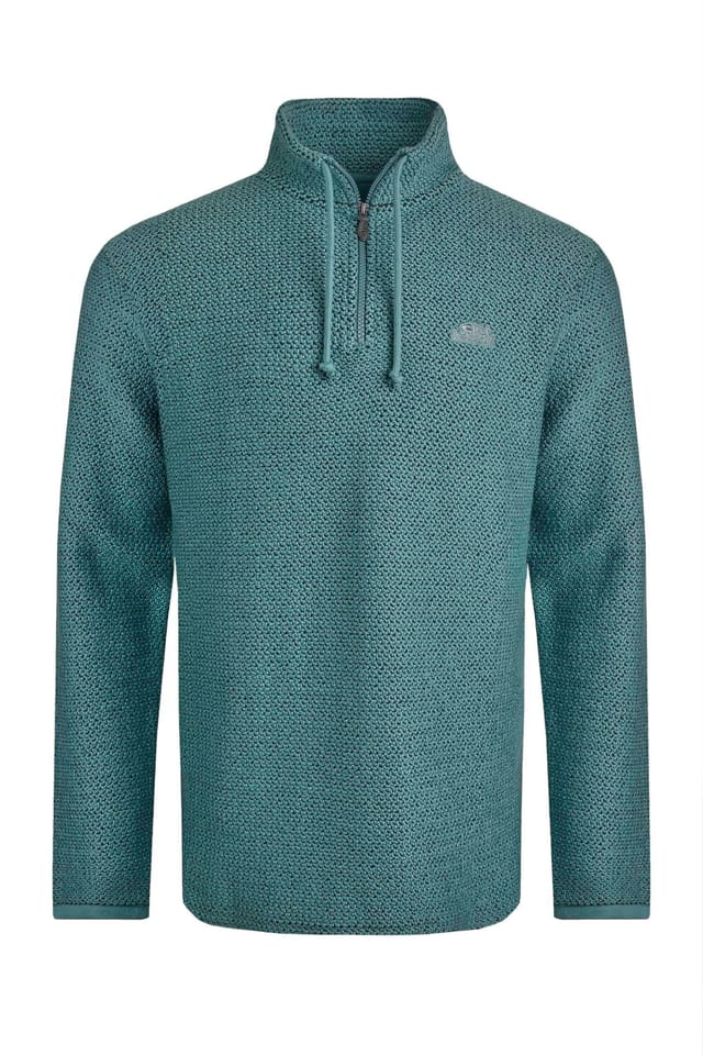 Weird Fish Weird Fish Men's Cruiser 1/4 Zip Macaroni Sweatshirt in Duck Egg Blue - 2