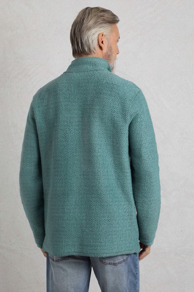 Weird Fish Weird Fish Men's Cruiser 1/4 Zip Macaroni Sweatshirt in Duck Egg Blue - 3