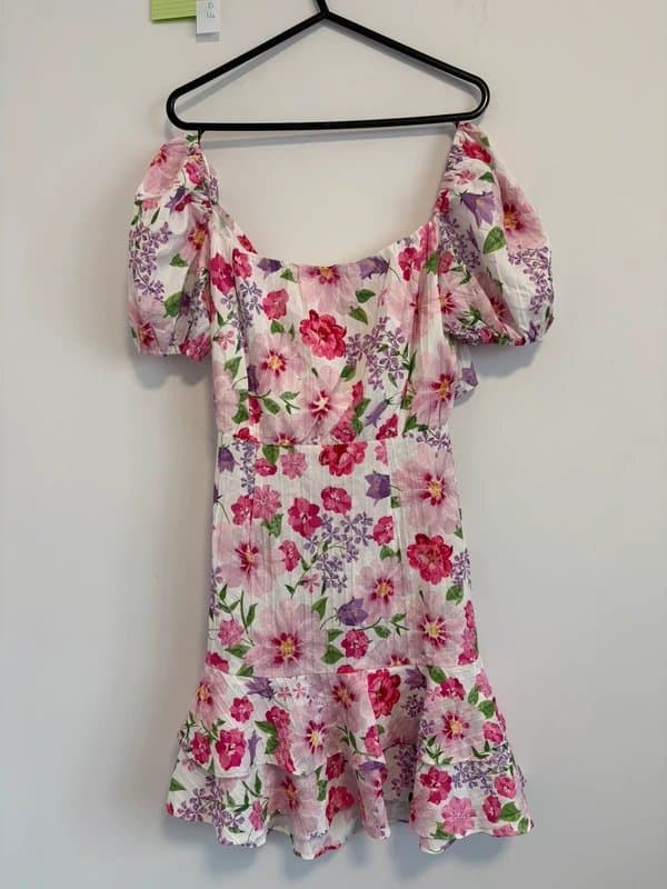 Quiz Quiz floral summer dress size 8 garden party puffed sleeve ascot races mini dress