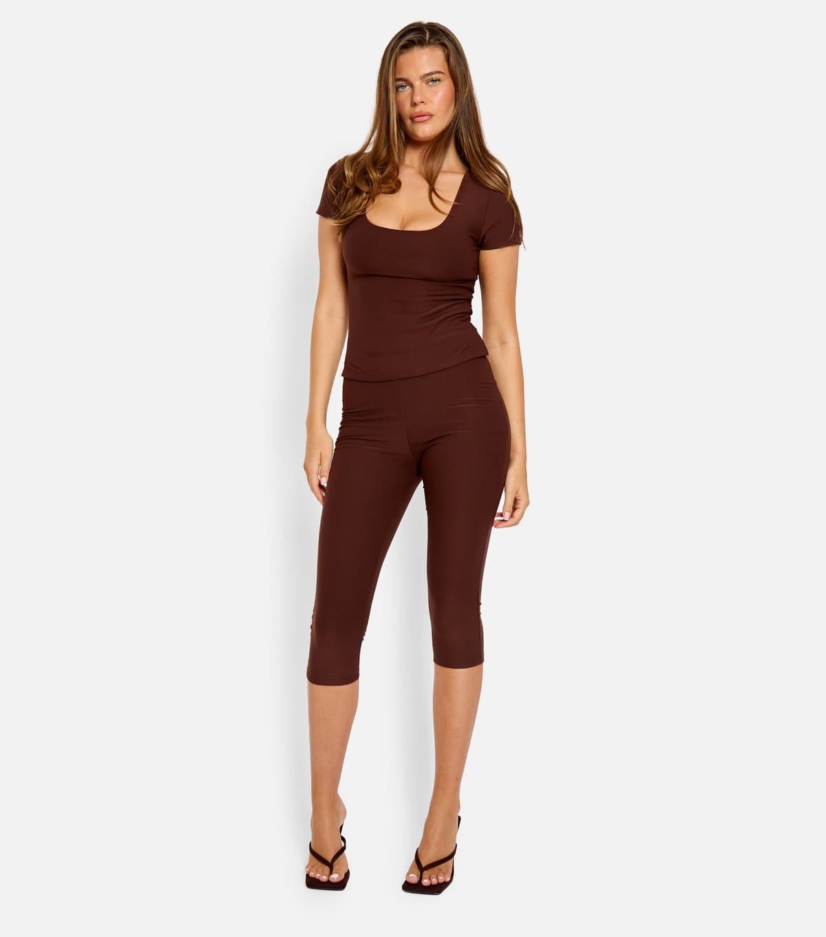 Public Desire Women's Dark Brown High Waist Capri Trousers Public Desire New Look