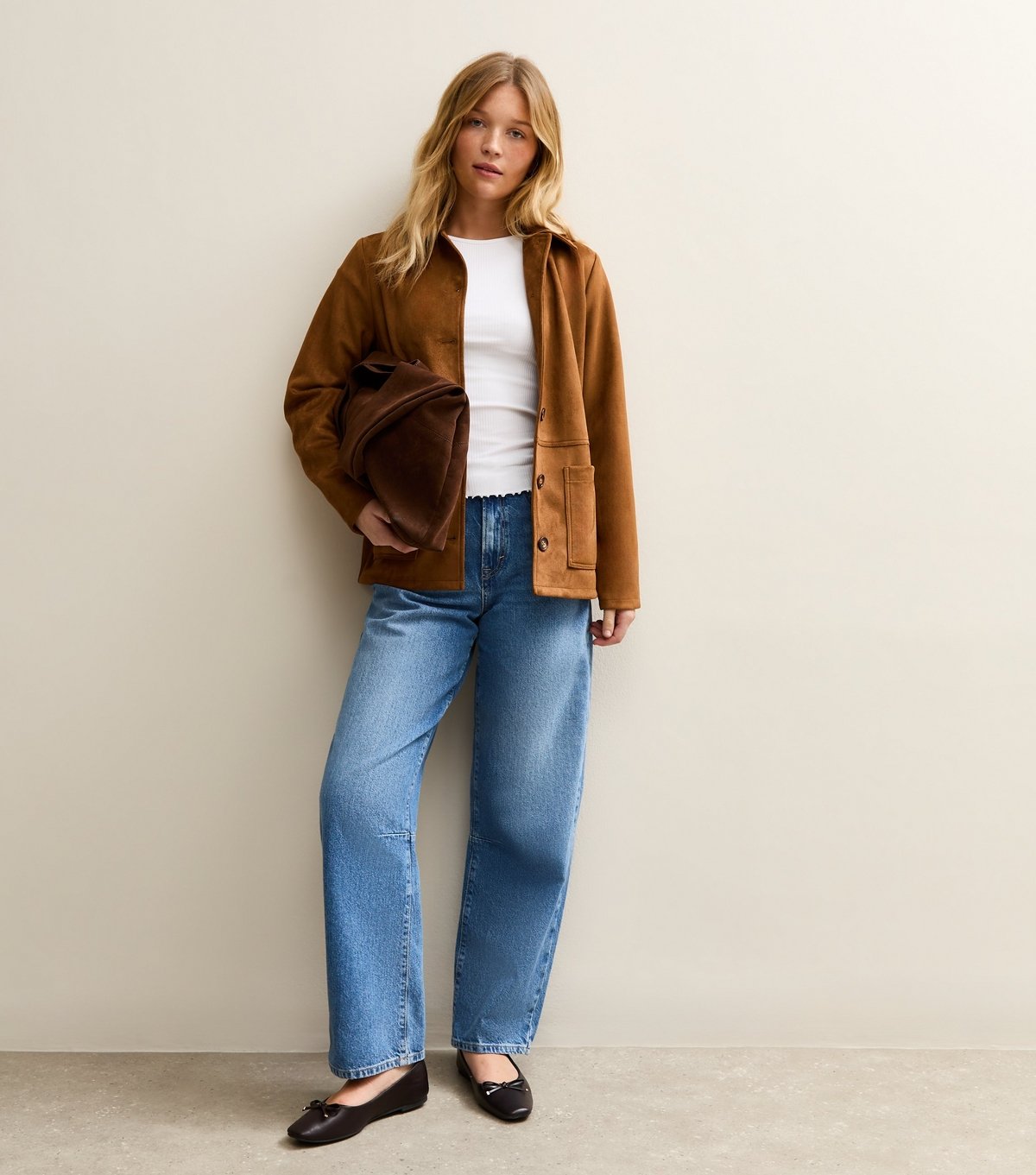 New Look Women's White Ribbed Jersey Frilly Trim Short Sleeve Top New Look - 2