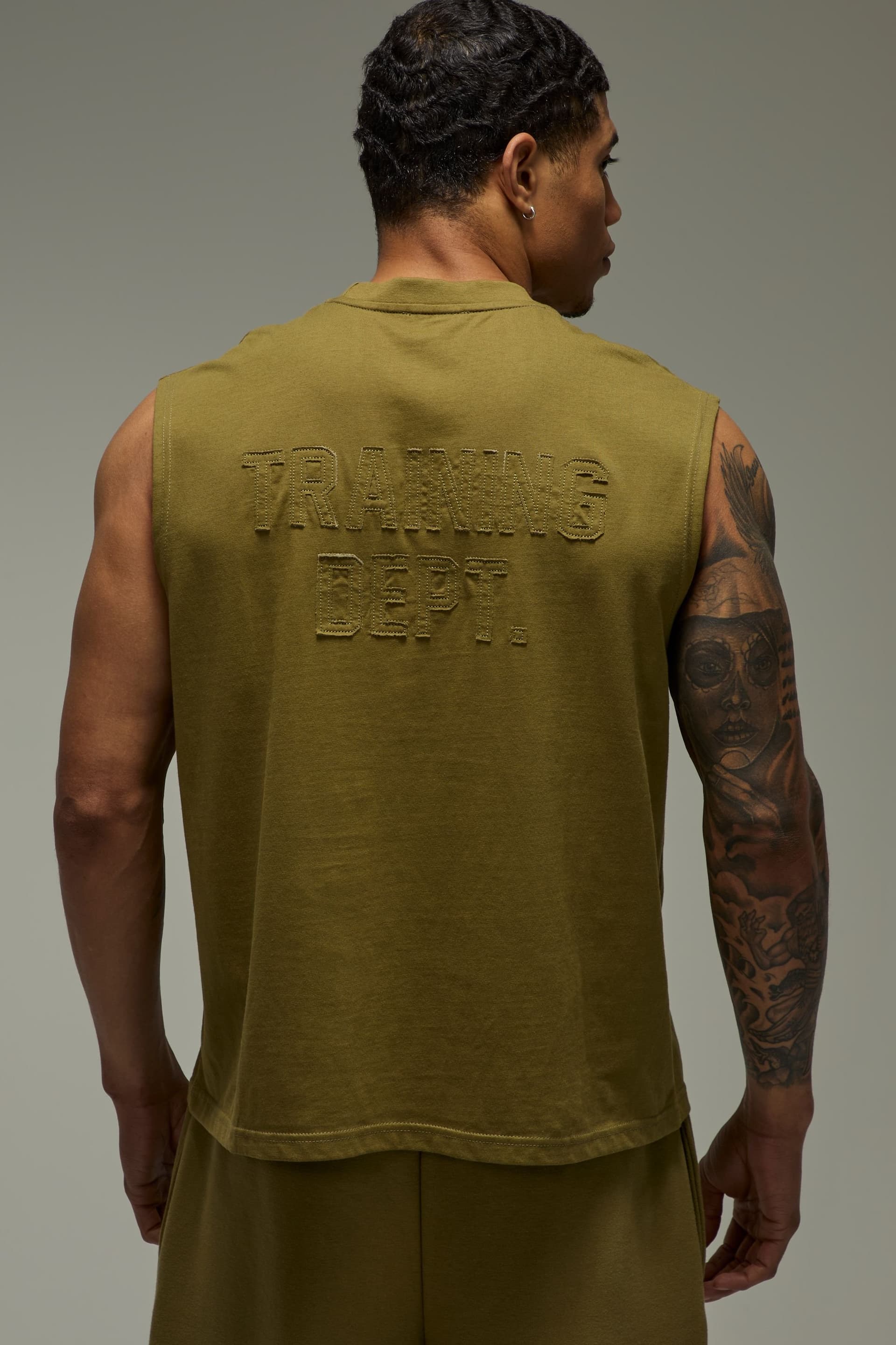 Training Dept. Training Dept. Men's Training Dept Premium Heavyweight 220gsm Oversized Boxy Tank in Olive