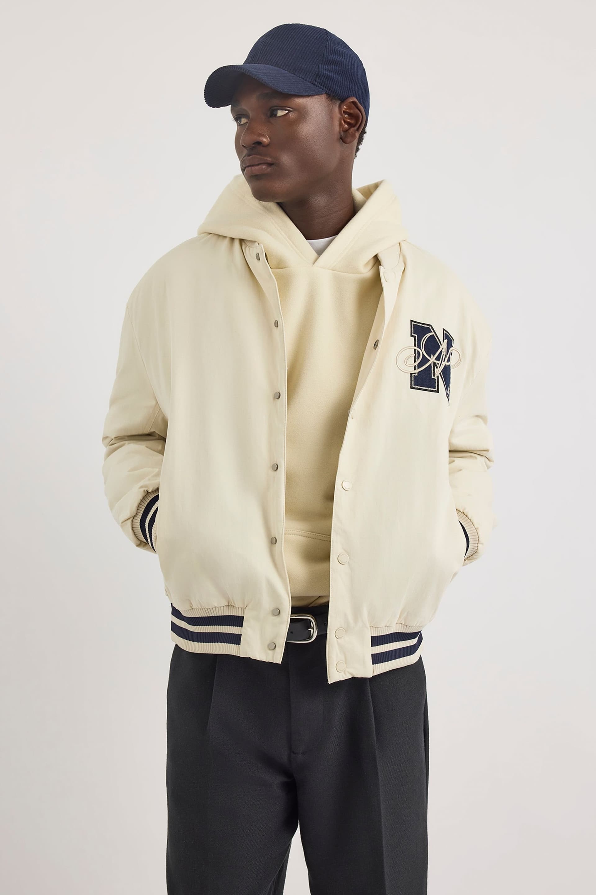 Nautica Nautica Men's Dreman Letterman Jacket in Ivory