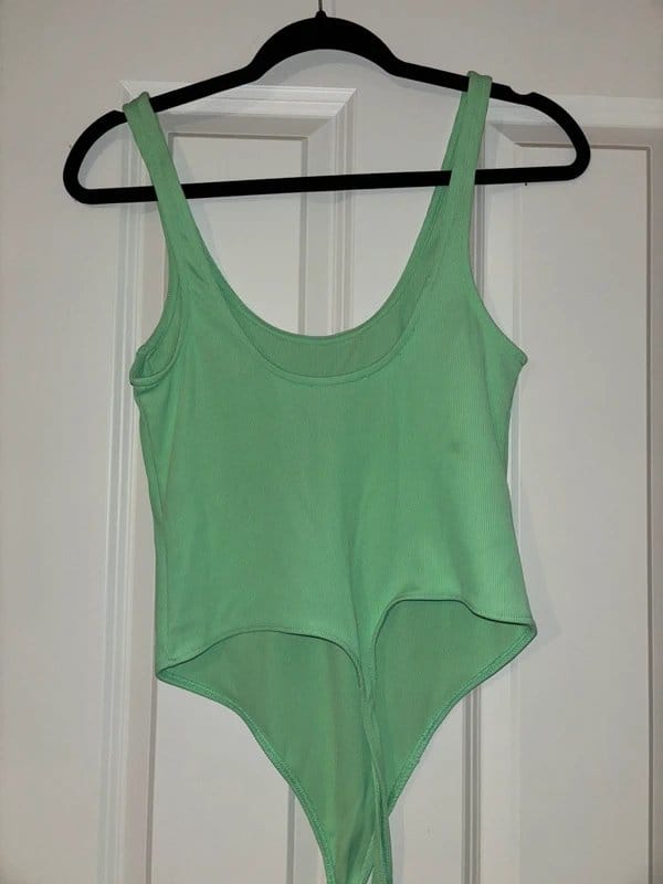 Bershka Lime Green Ribbed Bodysuit
