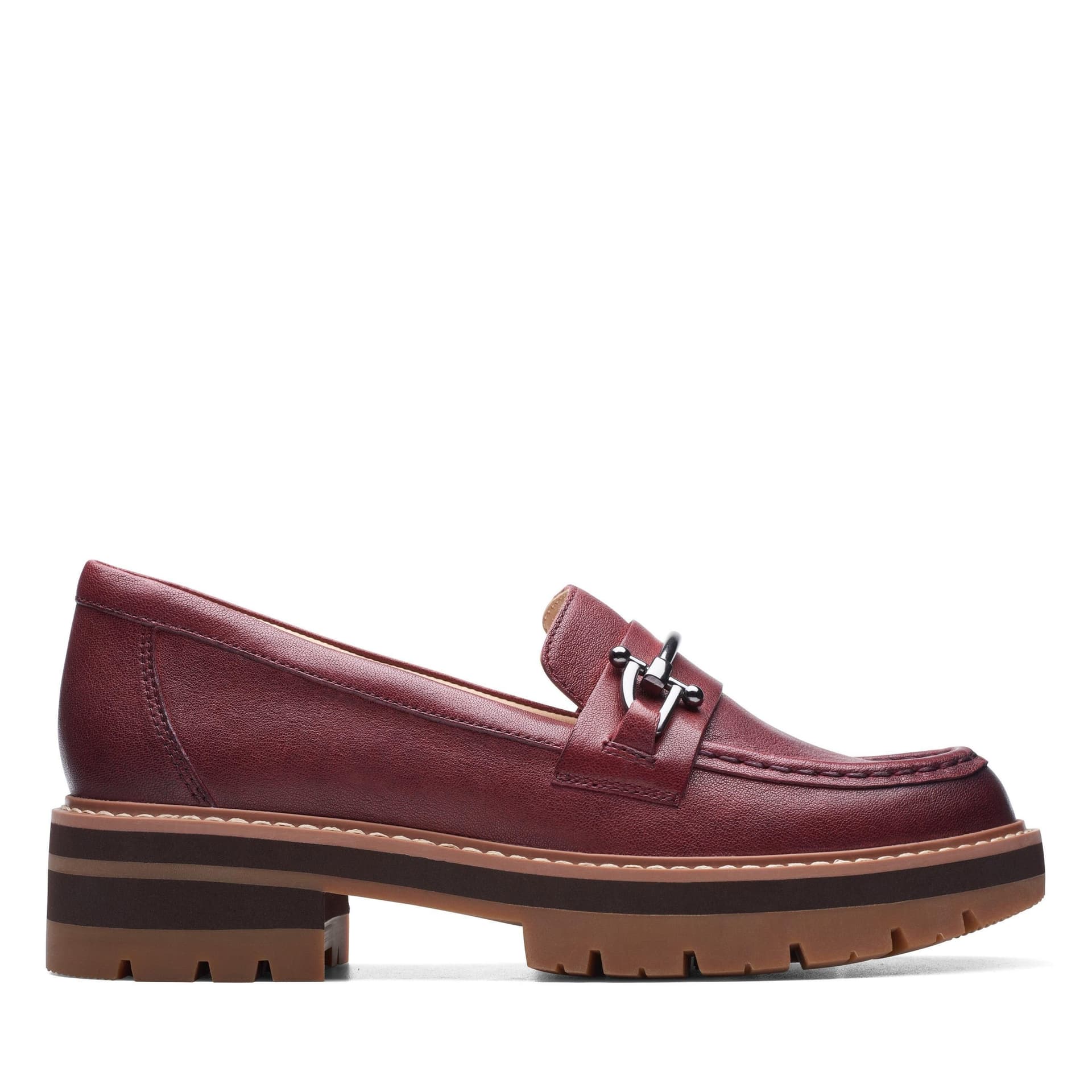 Clarks Clarks Women's Orianna Bit Burgundy Leather Loafers, Slip Ons in Red
