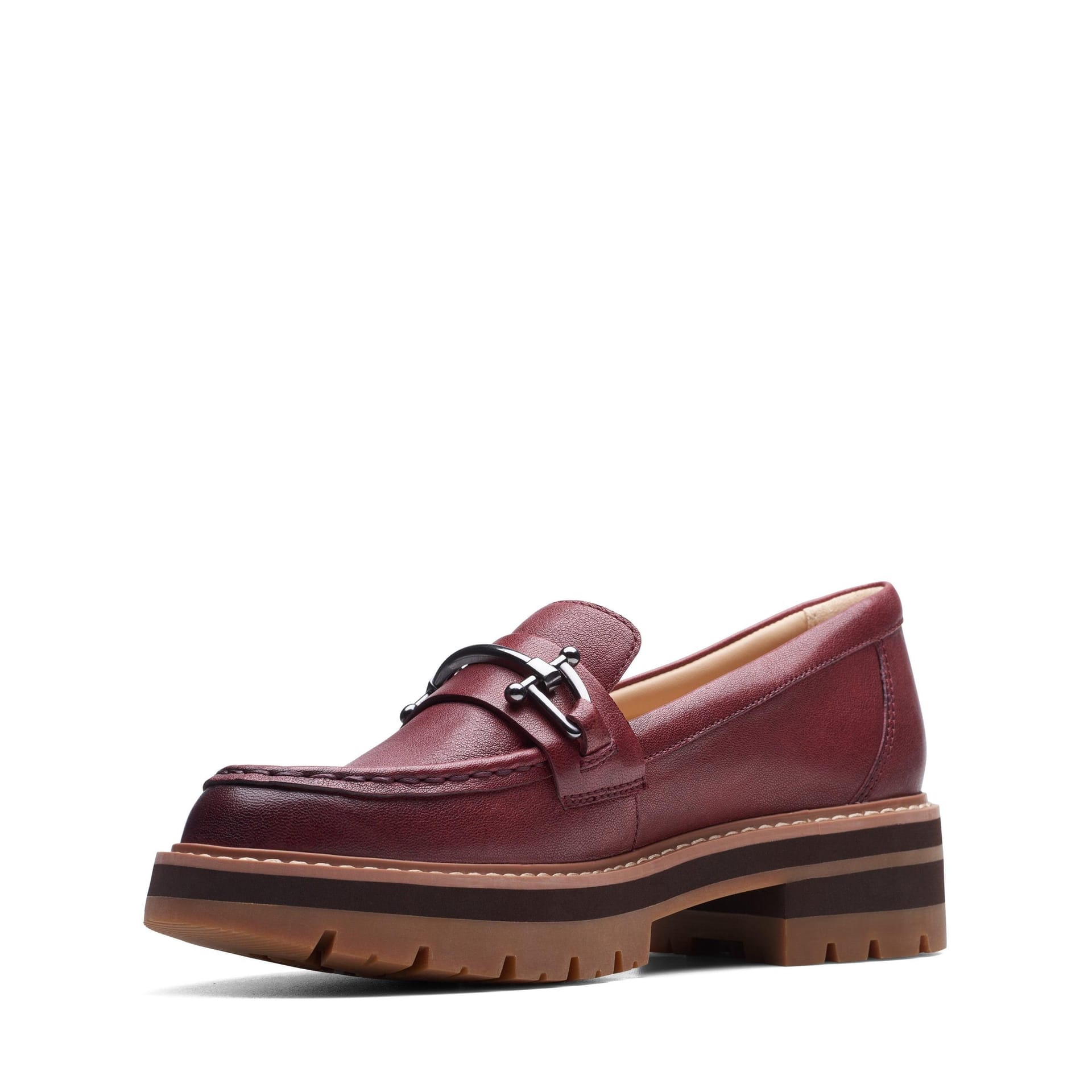 Clarks Clarks Women's Orianna Bit Burgundy Leather Loafers, Slip Ons in Red - 4